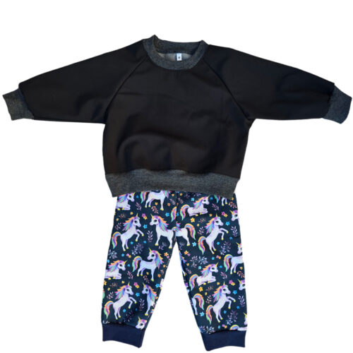 Zwart-Unicorn-Combi Waterafstotende buitenspeelbroek - Zwart